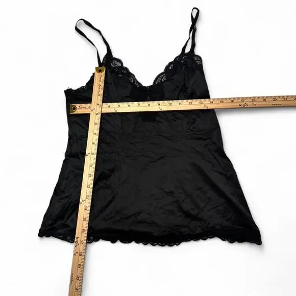 Black Satin Laced Cami Fairy Core Y2K Top Size Medium - Picture 3 of 3